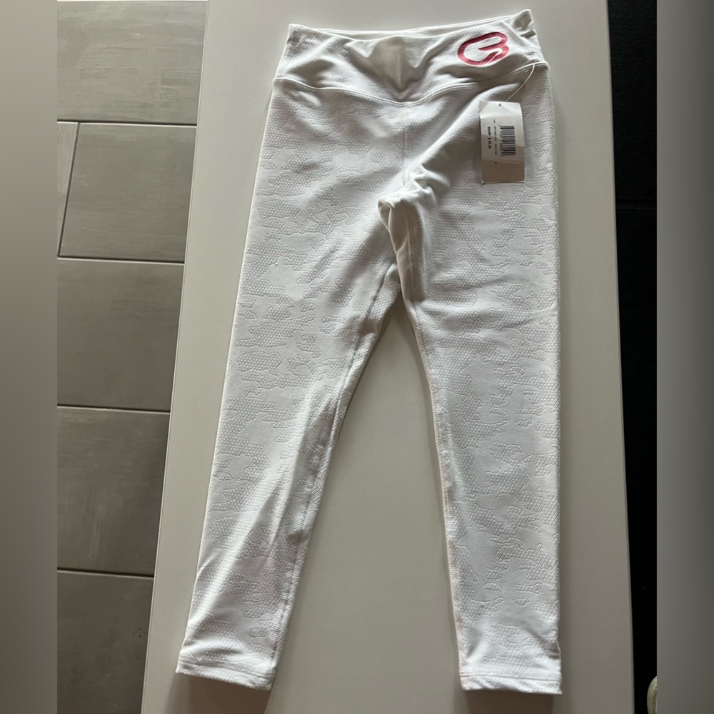 White Textured Cyclebar Leggings